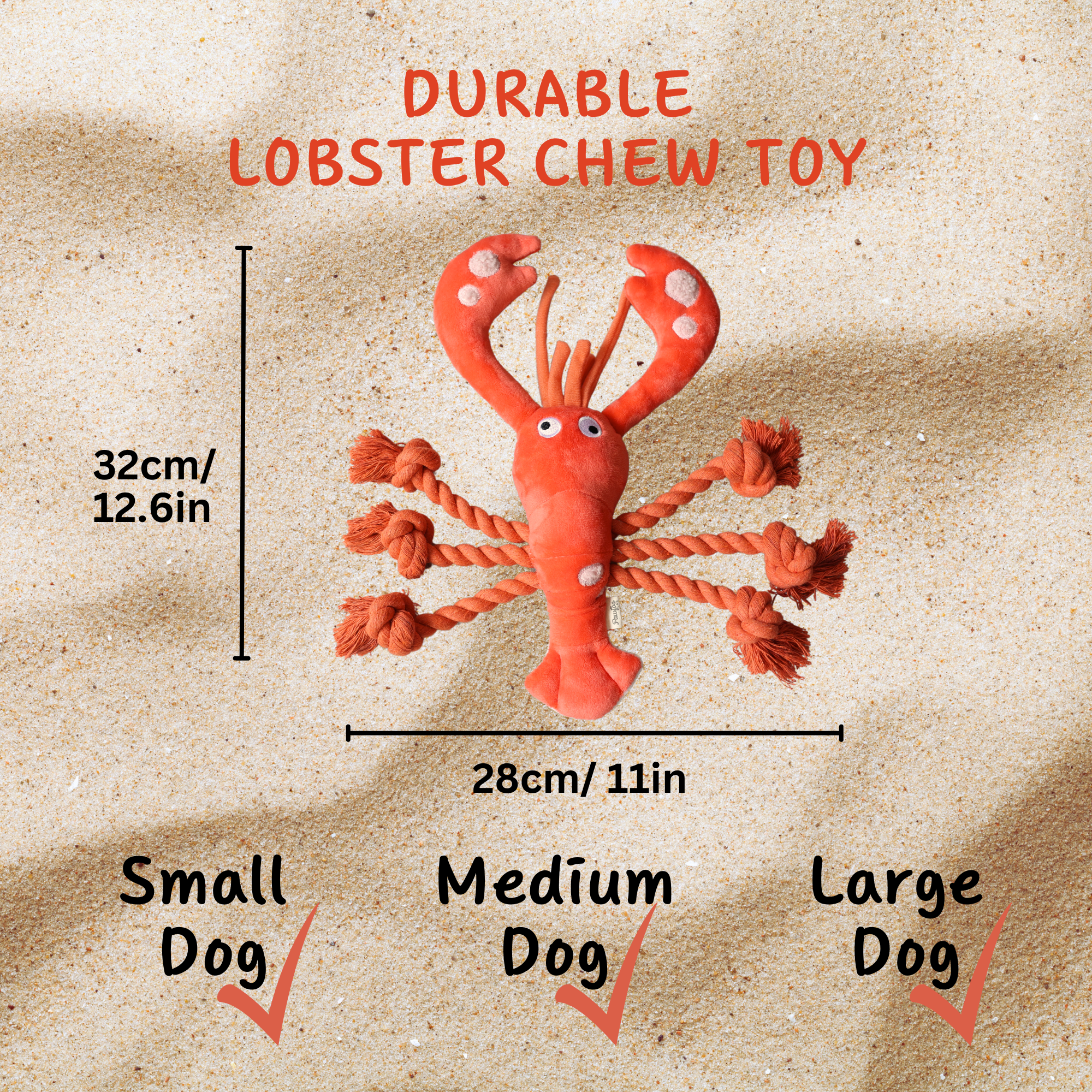 size of lobster dog toy